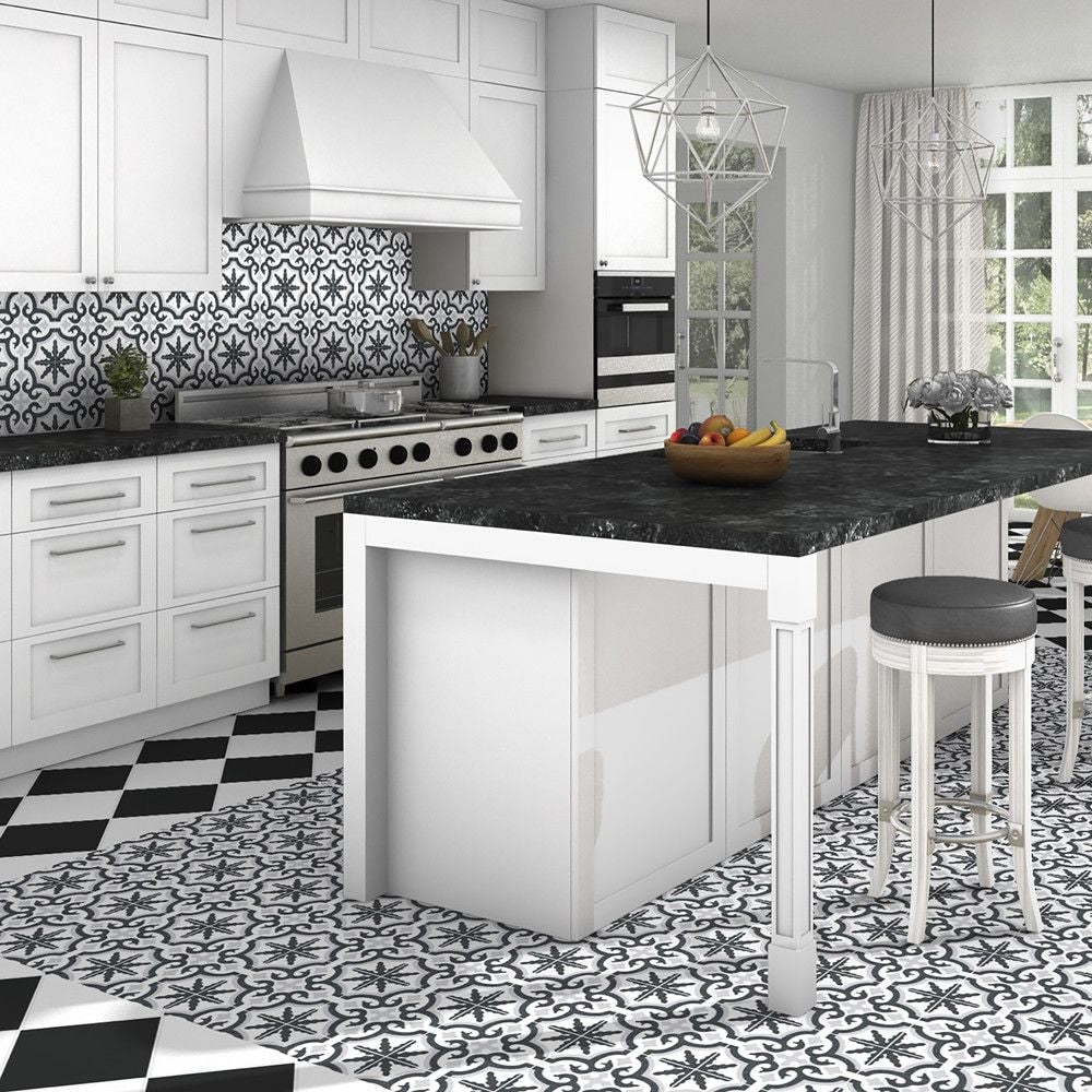 Textile Black 9-3/4-inch x 9-3/4-inch Porcelain Floor and Wall Tile (11.11 sq. ft. / case)