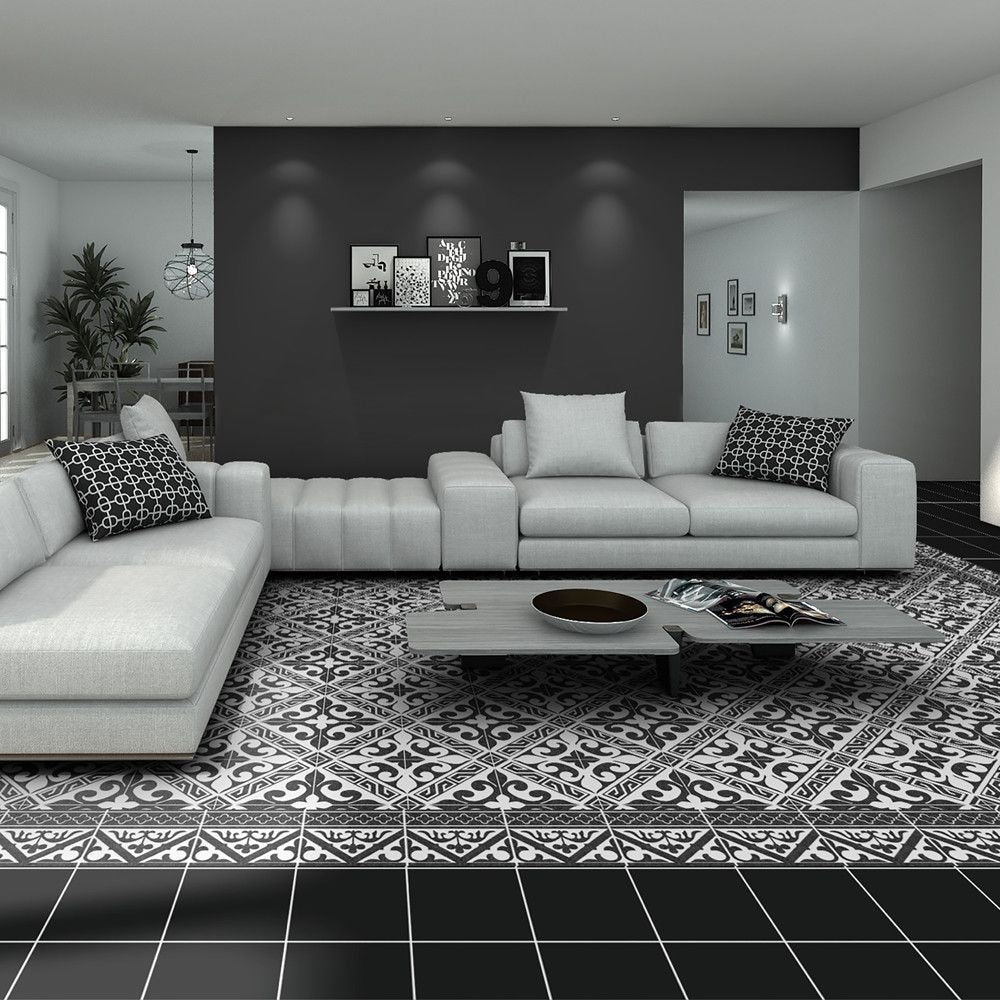 Textile Black 9-3/4-inch x 9-3/4-inch Porcelain Floor and Wall Tile (11.11 sq. ft. / case)