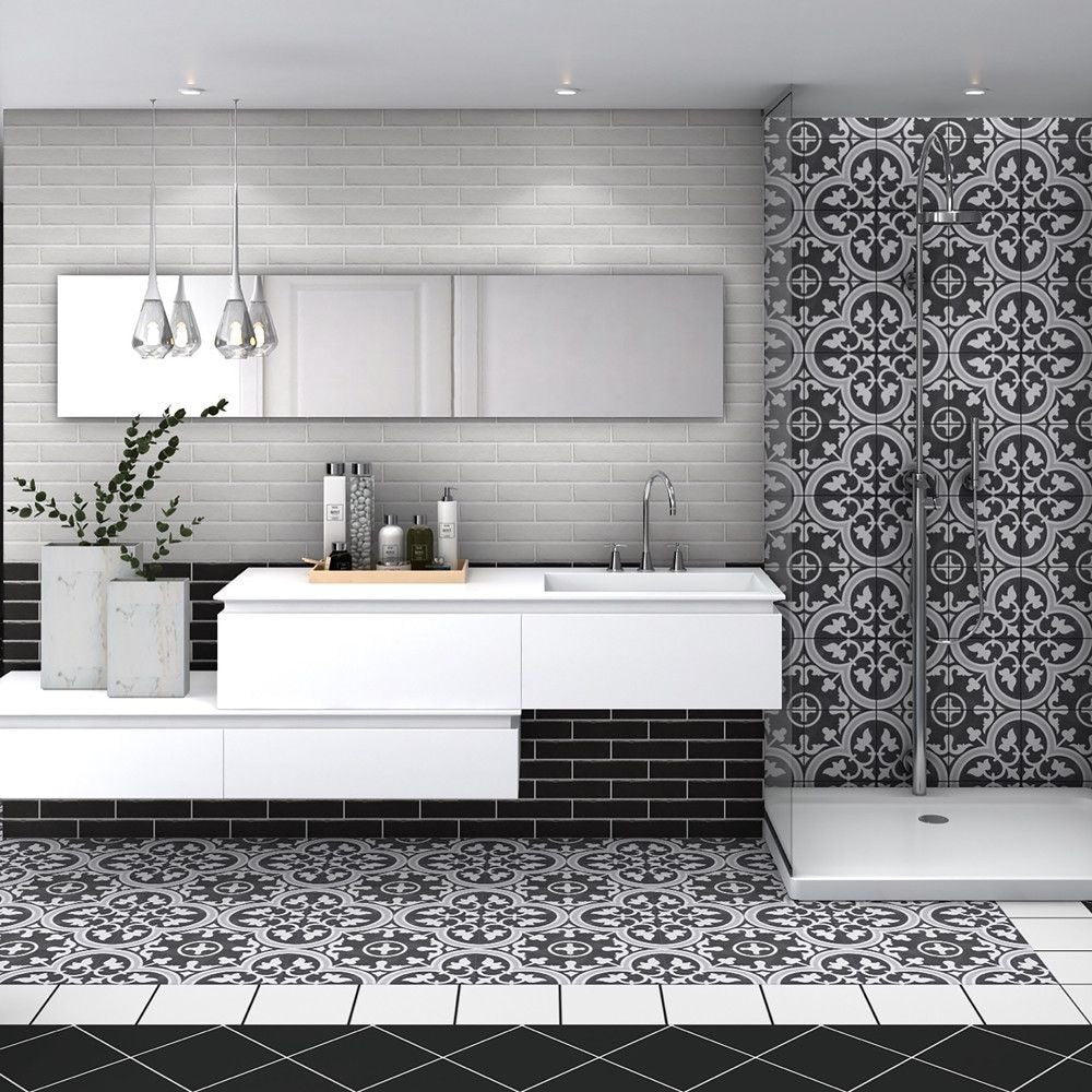Textile Black 9-3/4-inch x 9-3/4-inch Porcelain Floor and Wall Tile (11.11 sq. ft. / case)