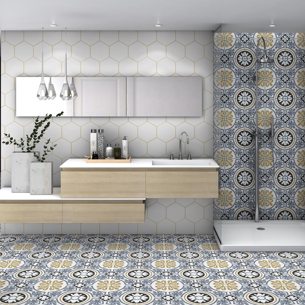 Majestic Tiena Blue 9-3/4-inch x 9-3/4-inch Porcelain Floor and Wall Tile (11.11 sq. ft. / case)