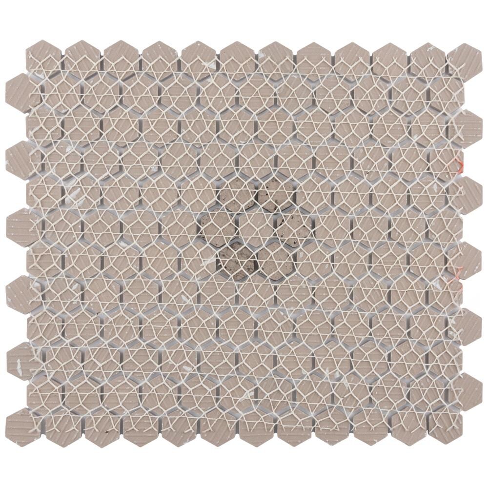 Metro Hex Glossy White w Black Snowflake 10-1/4-inch x 11-3/4-inch x5mm Porcelain Mosaic(8.56 sf/ca)