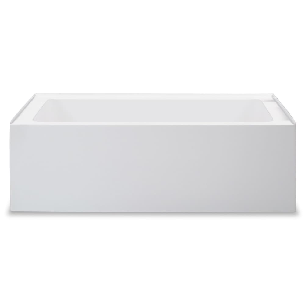 Zen Builder 60 inch White Alcove Tub Left Drain with Tile Flange and Integrated Skirt