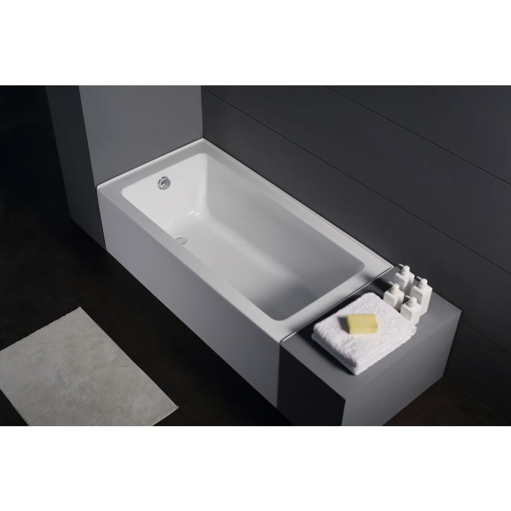 Zen Builder 60 inch White Alcove Tub Left Drain with Tile Flange and Integrated Skirt