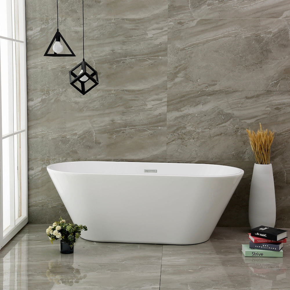 Aura 59 inch Seamless 1-Piece White Freestanding Tub