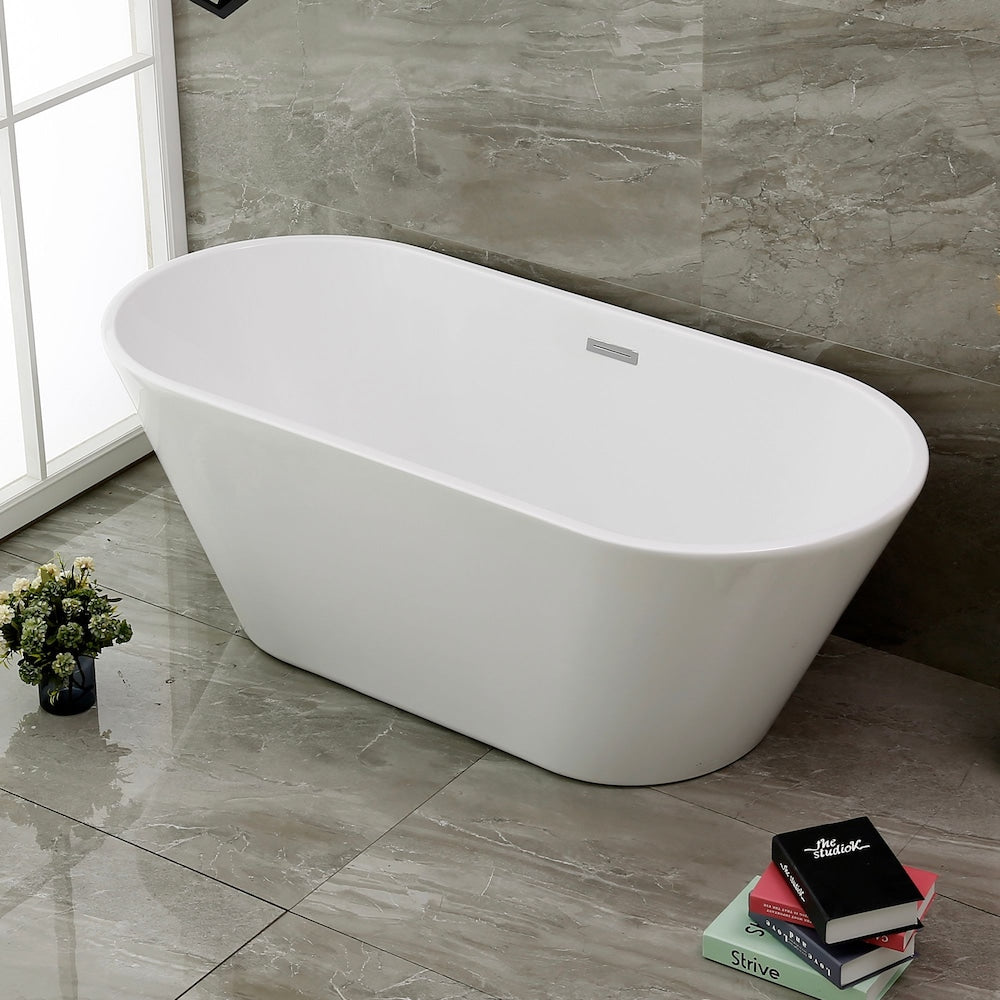 Aura 59 inch Seamless 1-Piece White Freestanding Tub