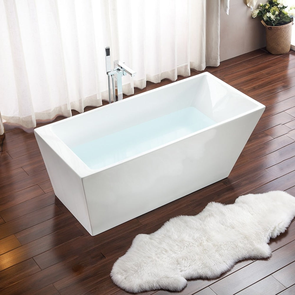 Missouri 67 inch Seamless 1-Piece White Freestanding Tub with Ledge for Deck-Mounted Faucet