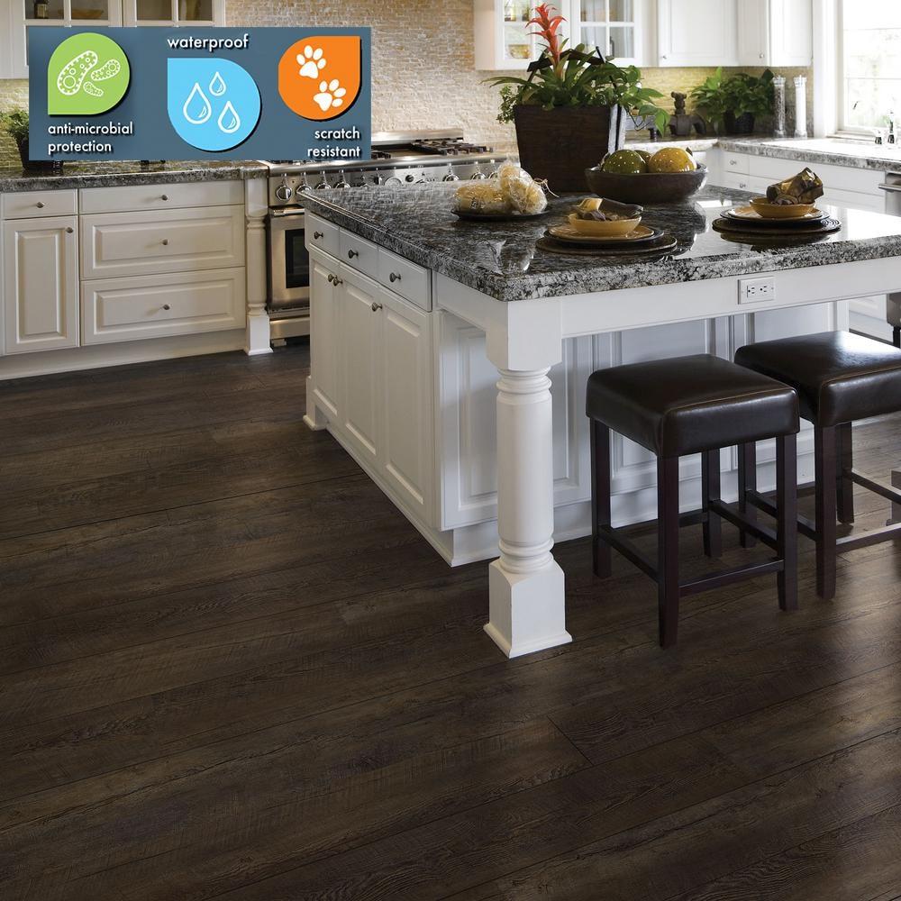 Dark Oak 8.7-inch  x 59.4-inch  Luxury Vinyl Plank Flooring (21.45 sq. ft. / case)
