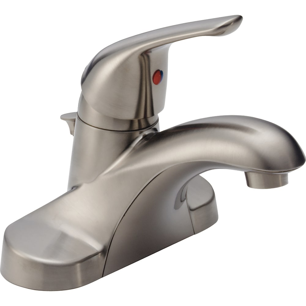 Robinet de lavabo de salle de bain à levier unique à commande centrale de 4 po Foundations à débit standard en acier inoxydable