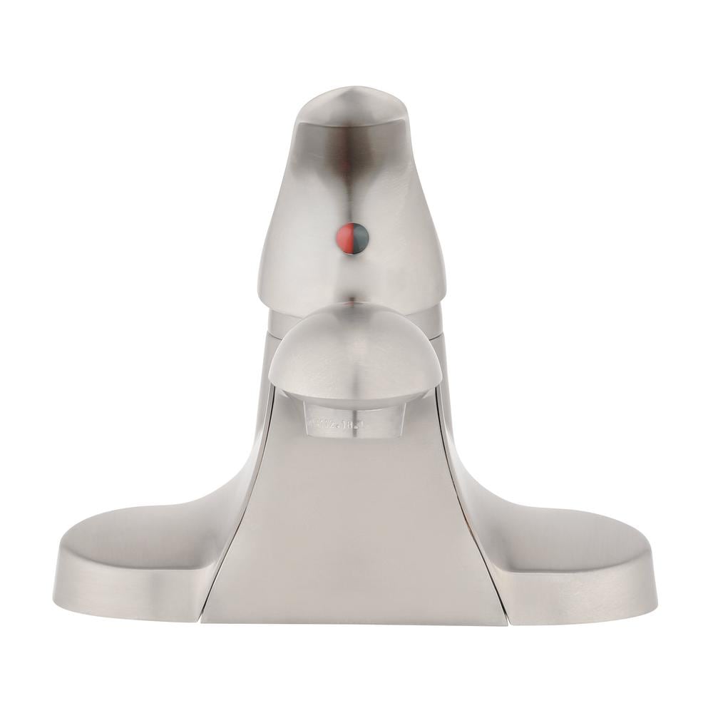 Robinet de lavabo de salle de bain à levier unique à commande centrale de 4 po Foundations à débit standard en acier inoxydable