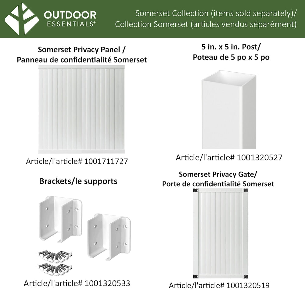 Somerset 6 ft.H x 6 ft.W White UV Protected Flat Top Privacy Vinyl Fence Panel Unassembled 1 pack