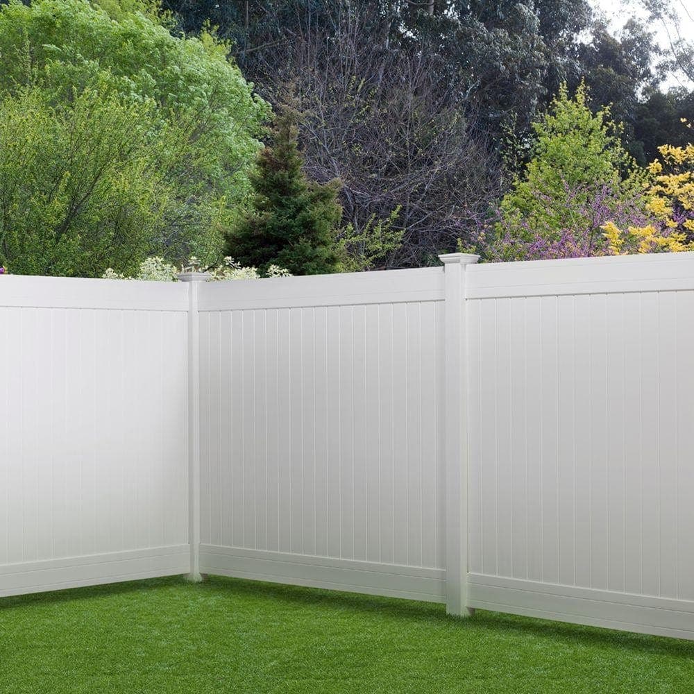 Dover 6 ft.H x 8 ft.W White UV Protected Flat Top Privacy Vinyl Fence Panel Unassembled 1 pack
