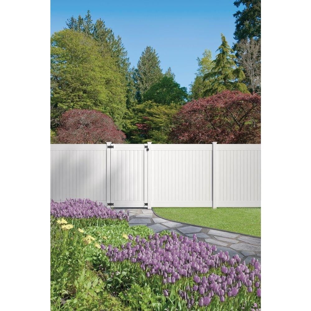 5 in. x 5 in. x 8 ft. White Routed Vinyl Fence End Post 1 pack