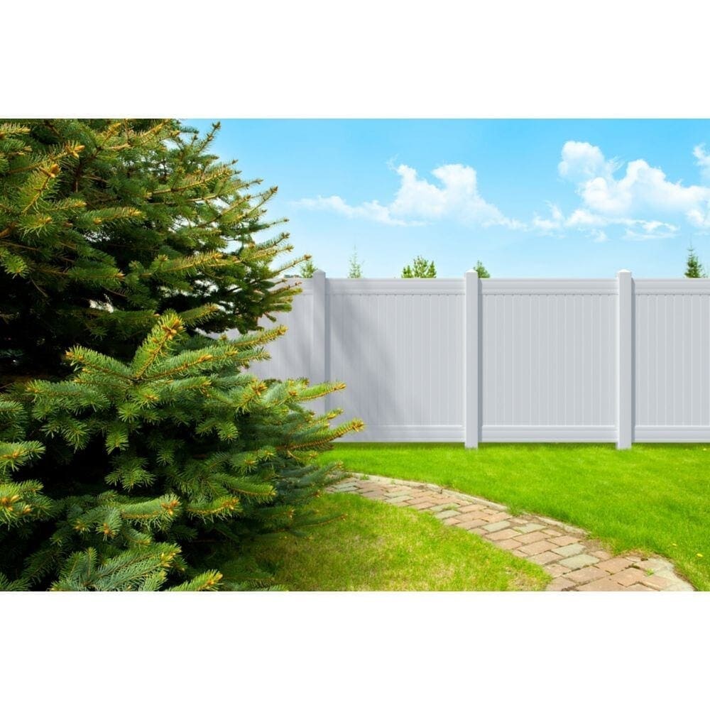 5 in. x 5 in. x 8 ft. White Routed Vinyl Fence End Post 1 pack