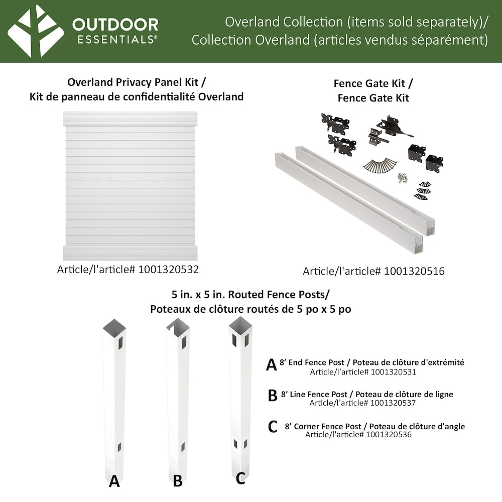 5 in. x 5 in. x 8 ft. White Routed Vinyl Fence End Post 1 pack