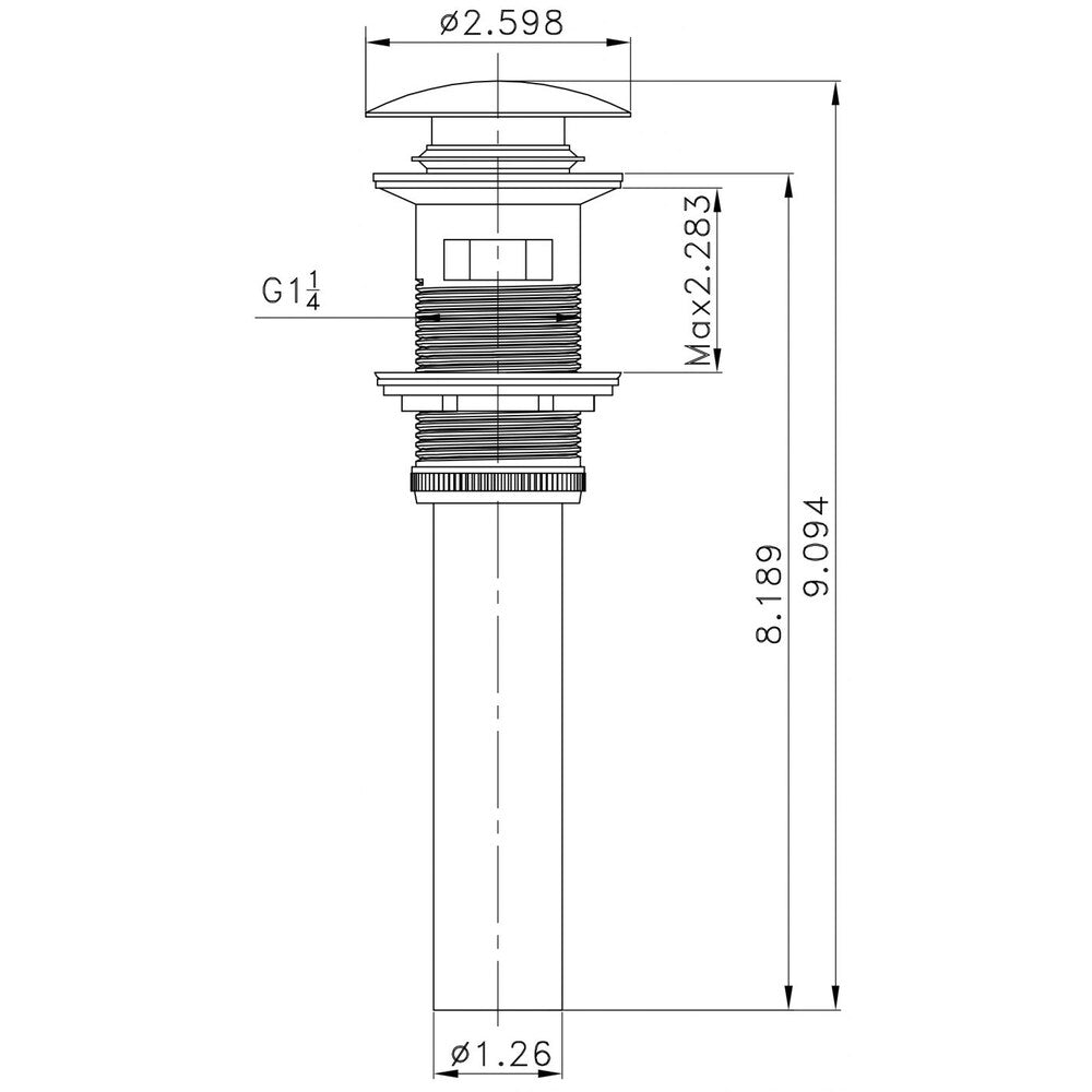 2.6-in. W Stainless Steel Bathroom Sink Drain With Overflow In White AI-20319