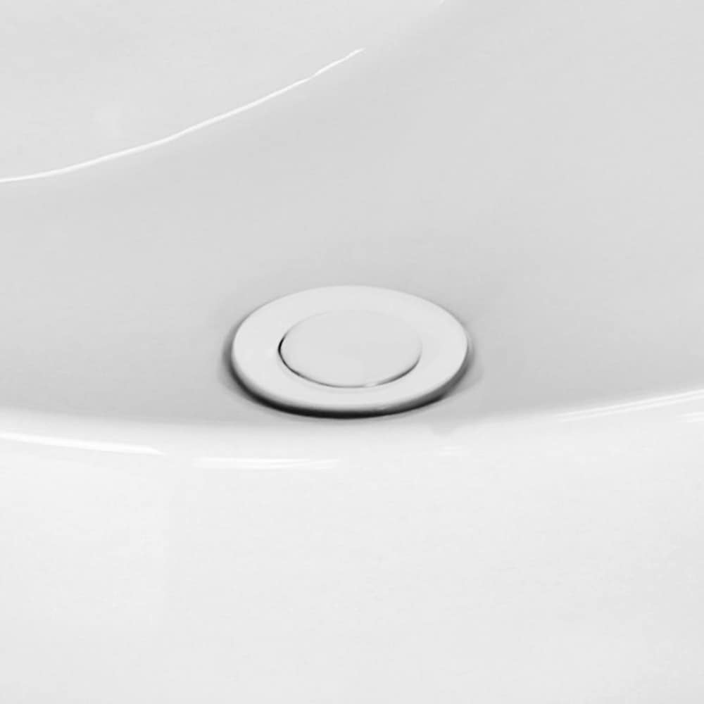 2.6-in. W Stainless Steel Bathroom Sink Drain With Overflow In White AI-20319