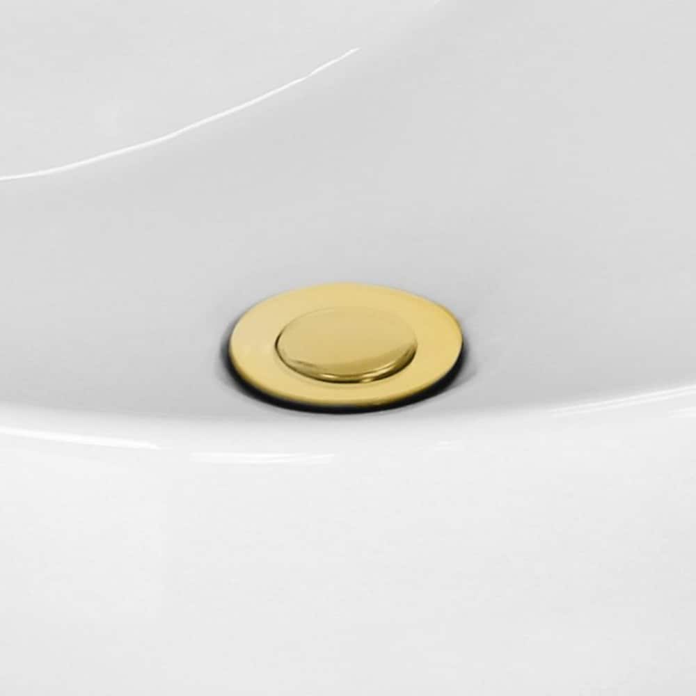2.6-in. W Stainless Steel Bathroom Sink Drain With Overflow In Gold AI-20328