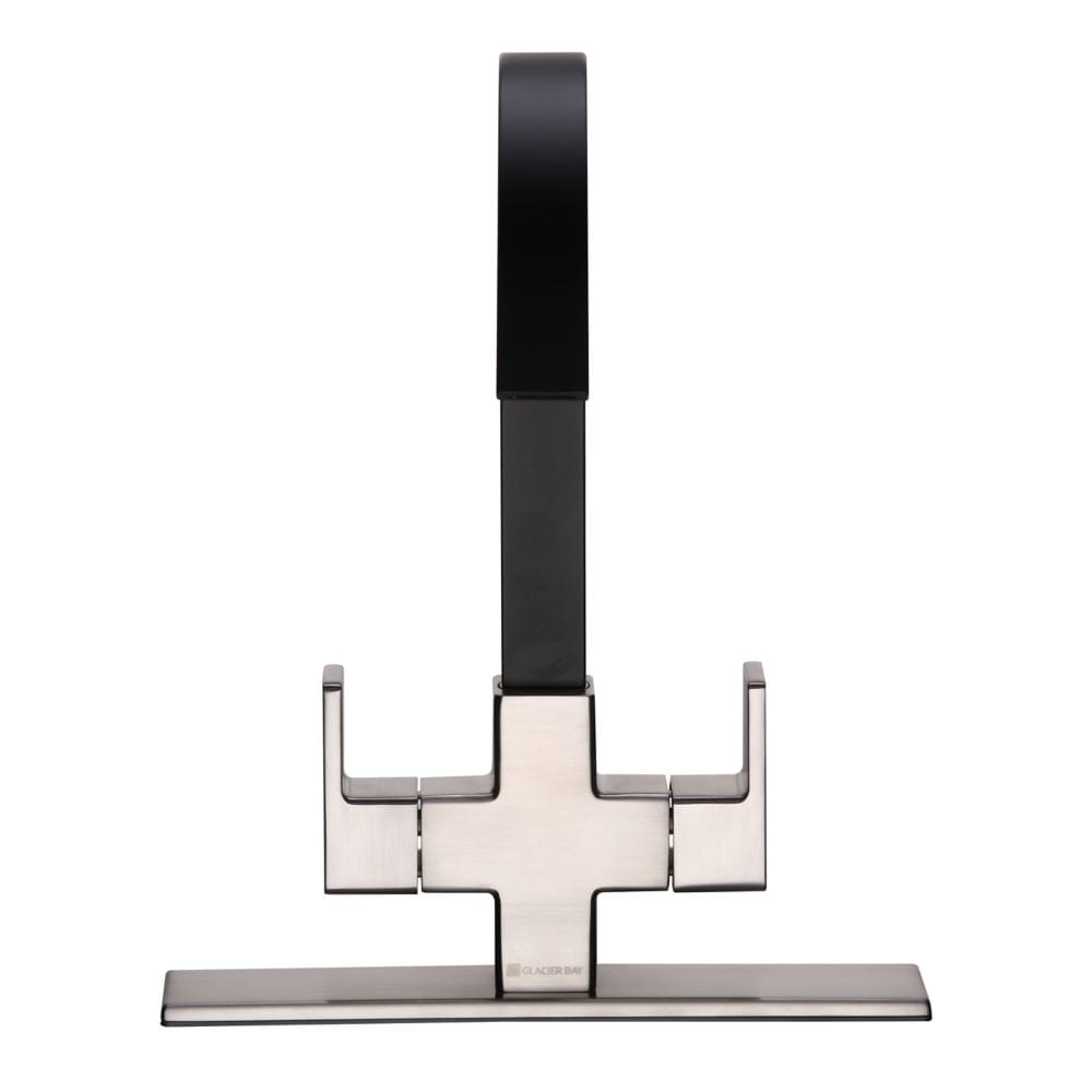 Robinet de cuisine standard à 2 poignées et à arc élevé contemporain Farrington en acier inoxydable et noir mat