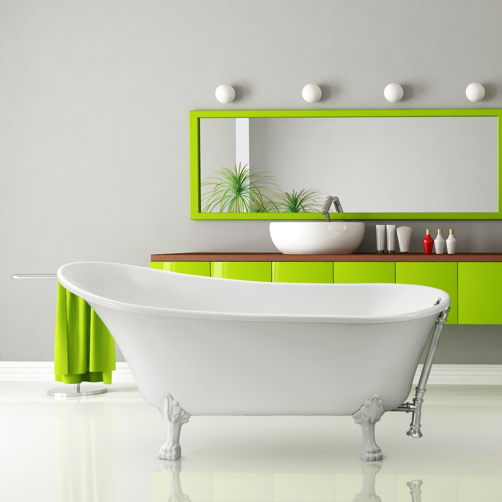 63-inch  N342WH-CH Soaking Clawfoot Tub and Tray With External Drain