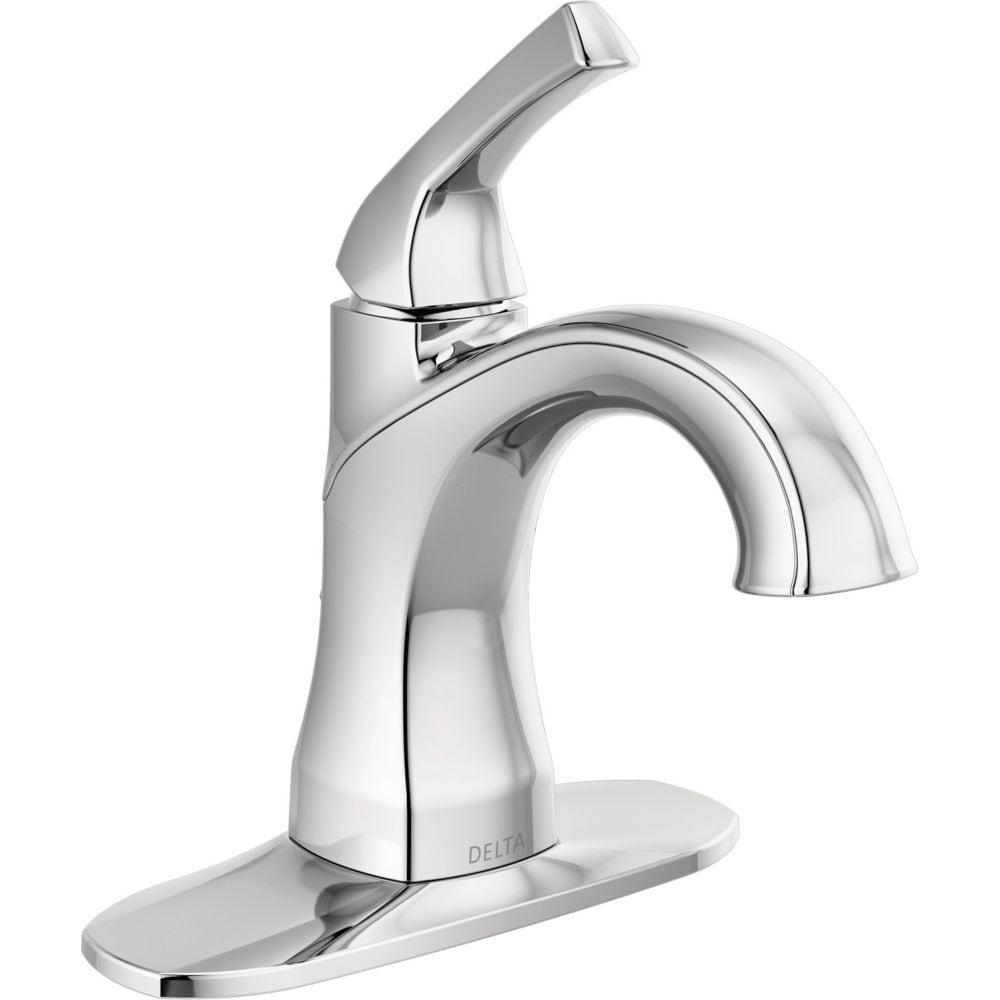 Robinet de lavabo de salle de bain à poignée unique et à trou unique Portwood, montage sur pont, débit standard, chrome