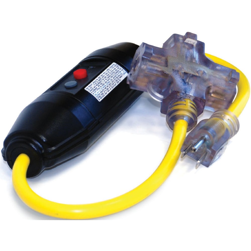 GFCI Cord Inline Triple Tap 12/3 with Manual Reset