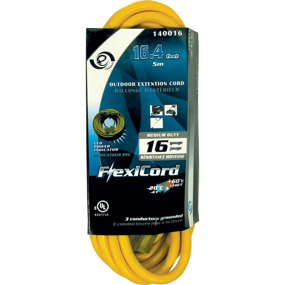 Ext Cord 5m SJTW 16/3 1-Outlet