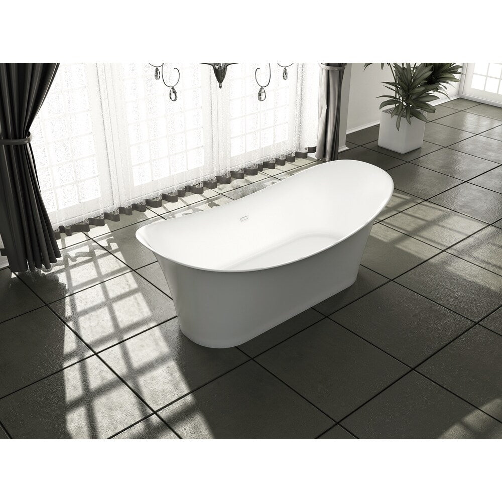 67 inch Solid Surface Resin K-88-70FSWHSS-FM Soaking Freestanding Tub and Tray with Internal Drain