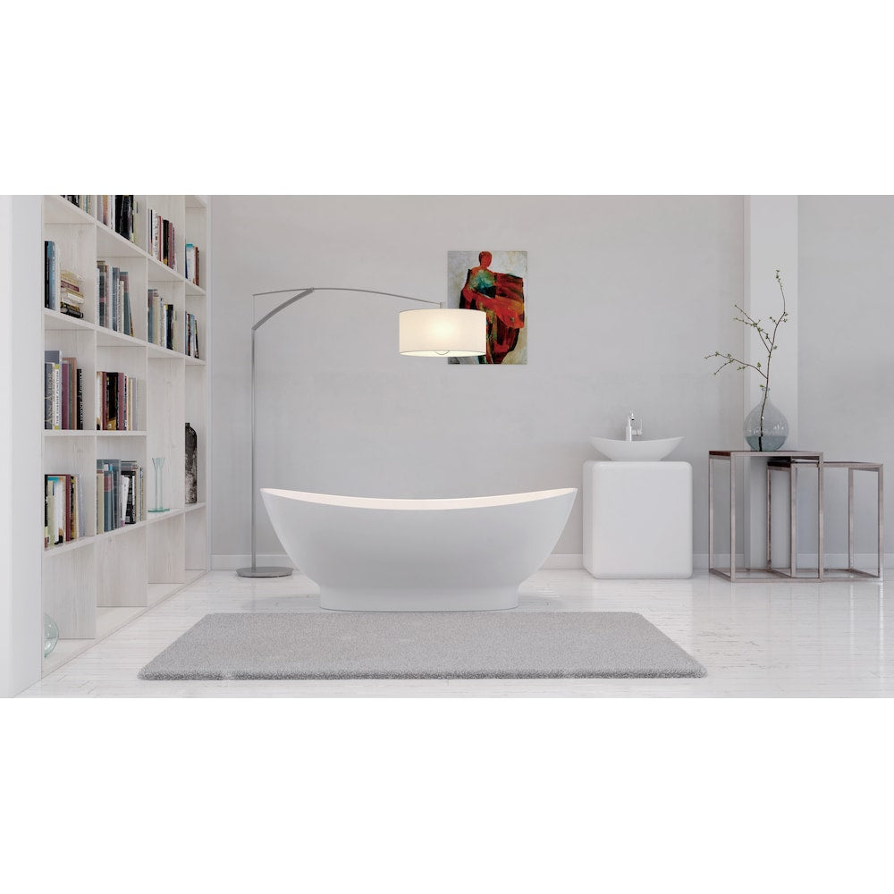 63 inch Solid Surface Resin K-96-63FSWHSS-FM Soaking Freestanding Tub and Tray with Internal Drain