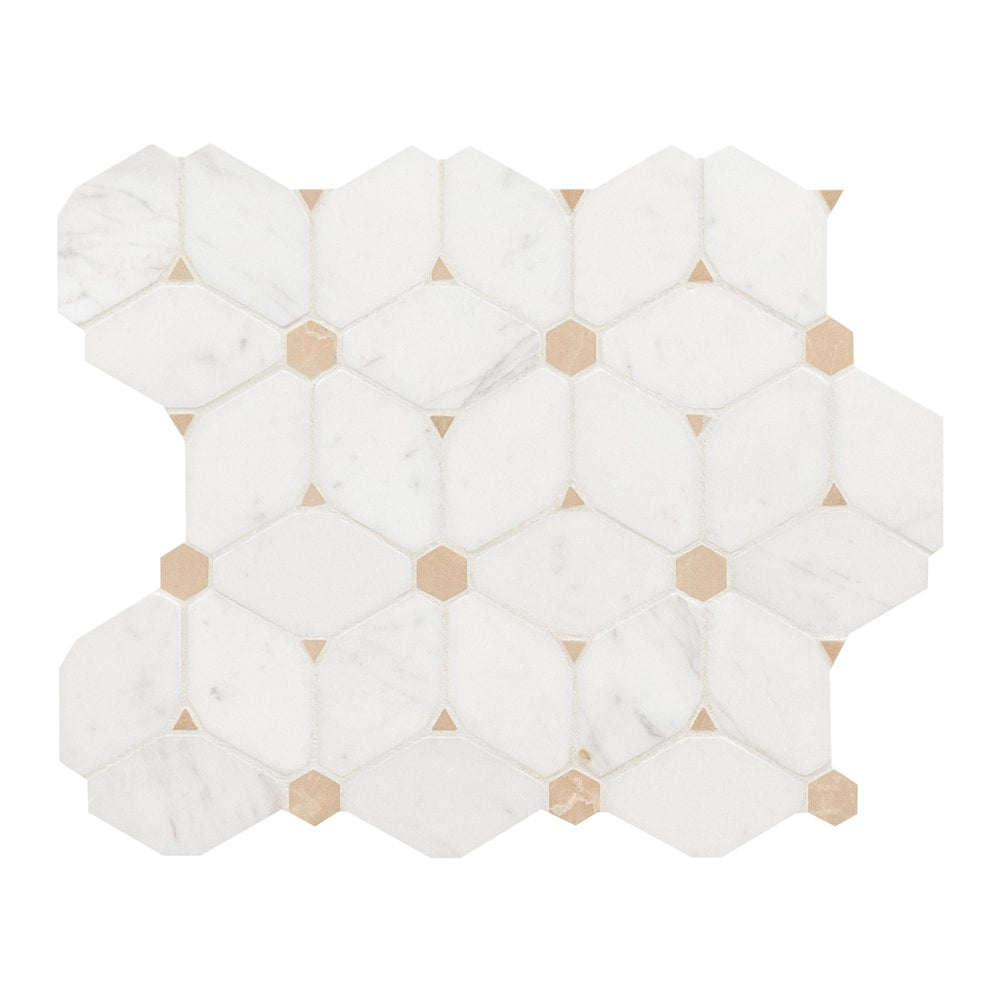 Cecily 10.83-inch x 12.6-inch x 10 mm Polished Marble Mesh-Mounted Mosaic Tile (9.5 sq. ft. / case)