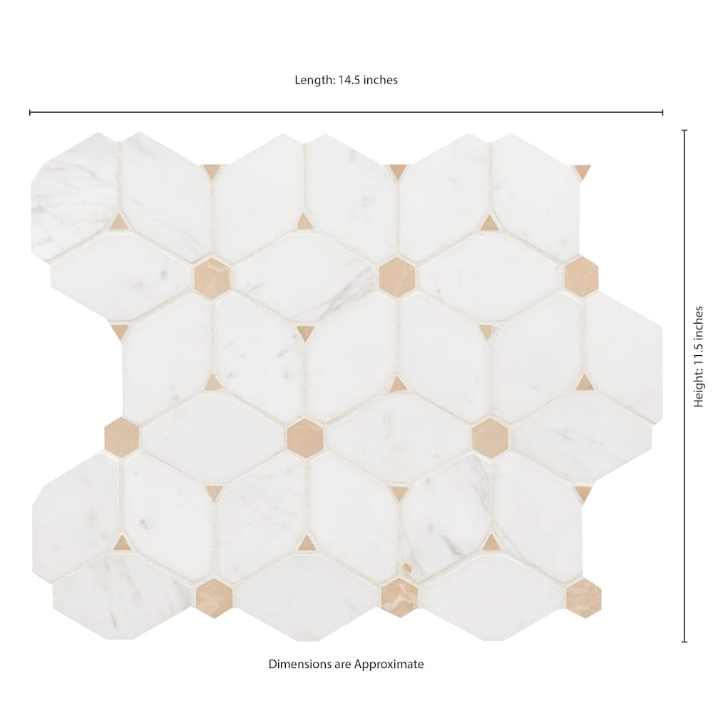 Cecily 10.83-inch x 12.6-inch x 10 mm Polished Marble Mesh-Mounted Mosaic Tile (9.5 sq. ft. / case)