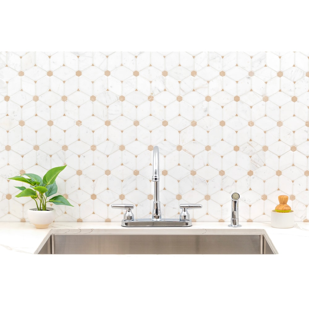 Cecily 10.83-inch x 12.6-inch x 10 mm Polished Marble Mesh-Mounted Mosaic Tile (9.5 sq. ft. / case)