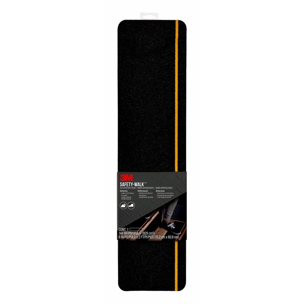 Slip Resistant Reflective Tread 600BY-T6X24, Black, 6 in x 2 ft