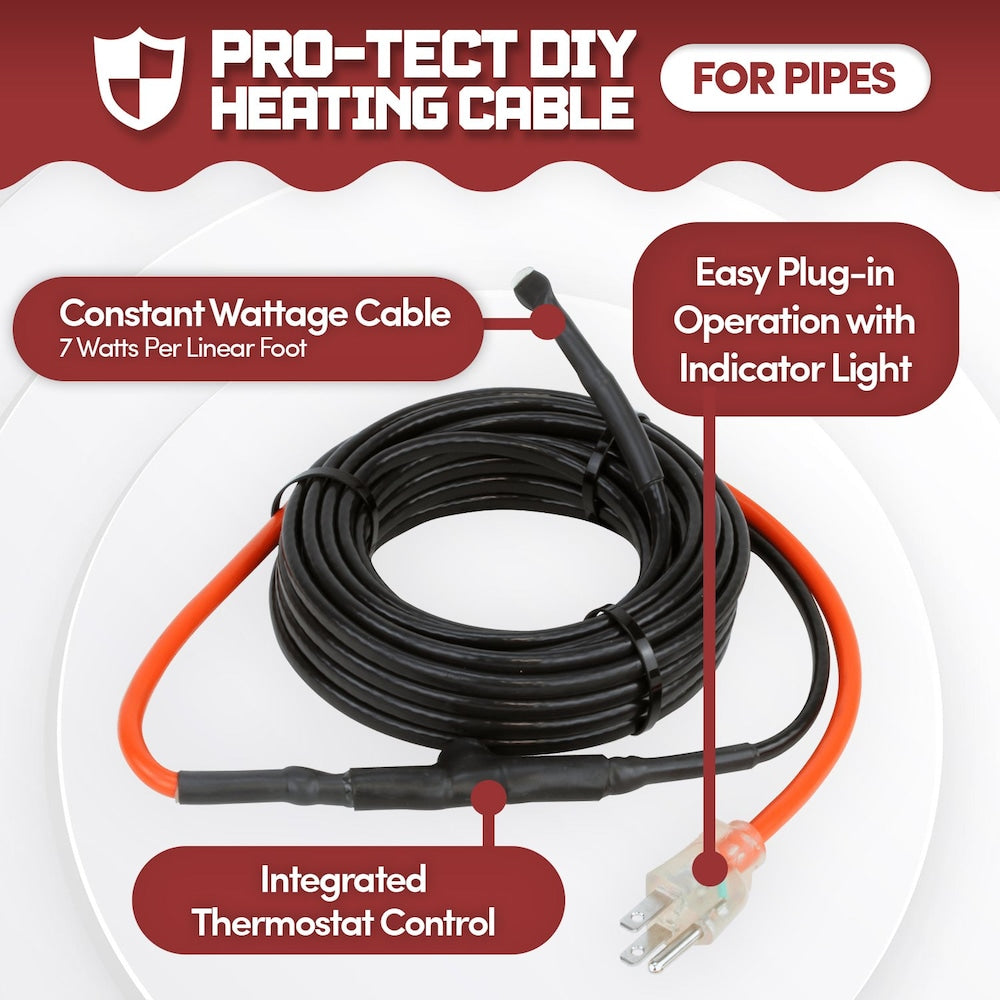 12 Ft Pipe Heating Cable Kit Plug_In 120V