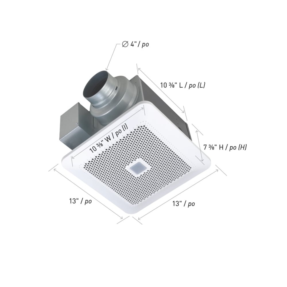 80-110 CFM 0.3-0.5 Sones Whisper Choice Humidity-Sensor Bath Fan (for rooms < 100 sq. ft.) ENERGY STAR®