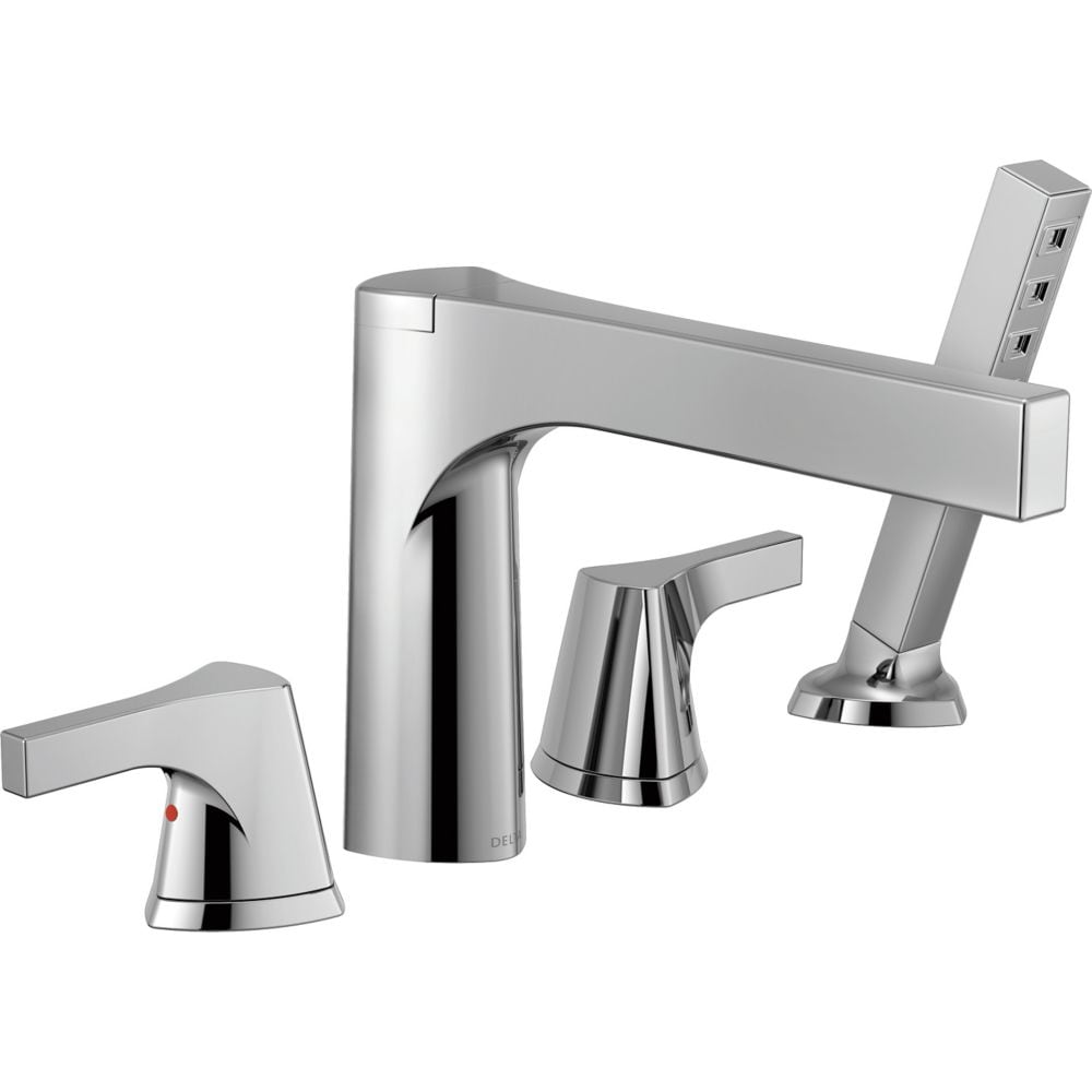 Ensemble de garniture de robinet de baignoire romaine à 2 poignées Zura avec douchette à main en chrome (robinet vendu séparément)