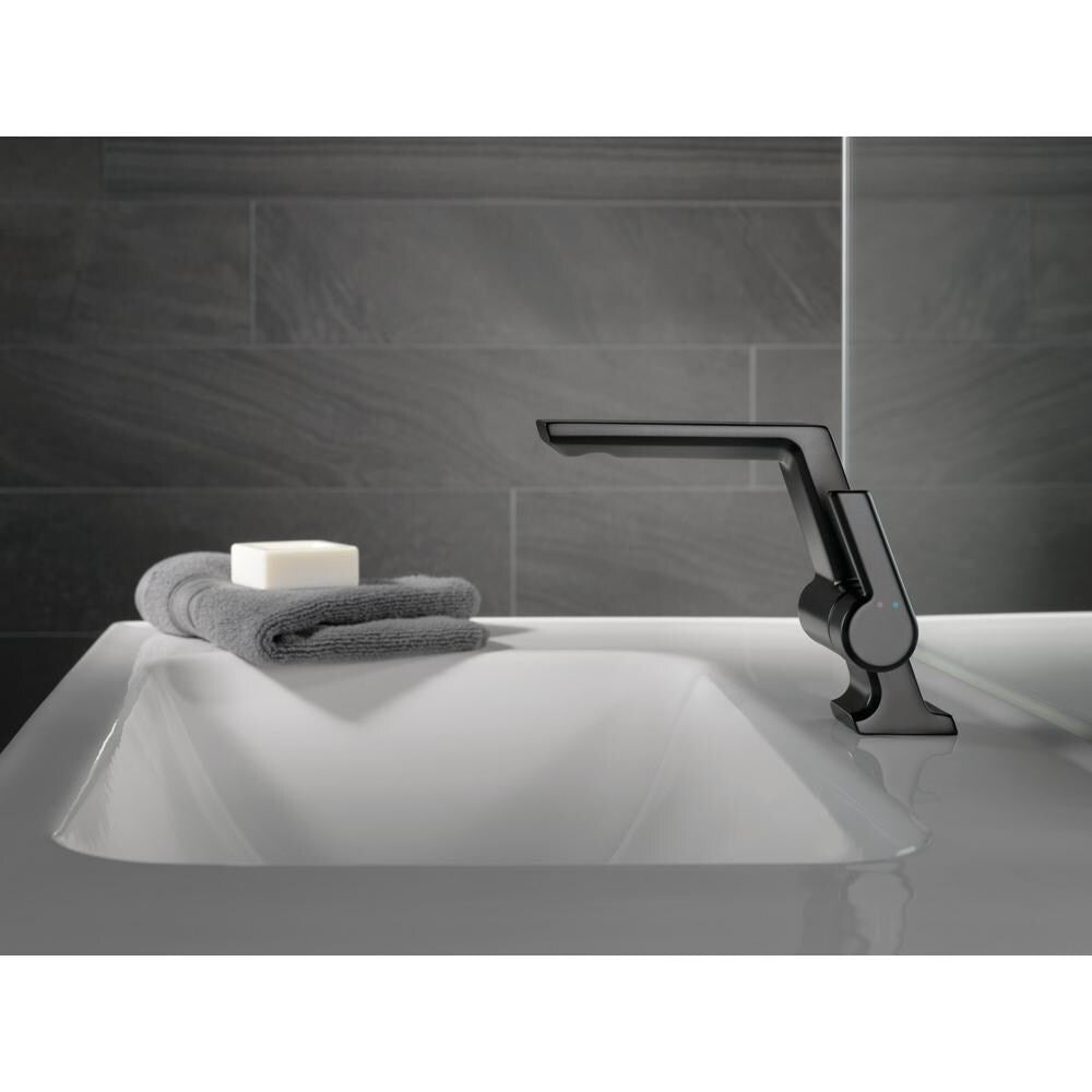 Pivotal Single Hole Single Handle with Lever Bathroom Sink Faucet Deck Mount Watersense Matte Black