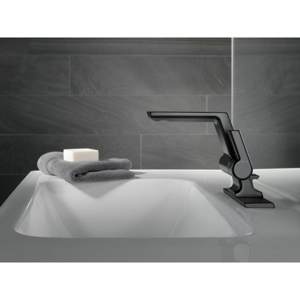Robinet de lavabo de salle de bain pivotant à poignée unique et à levier unique à débit standard en métal avec poussoir noir mat