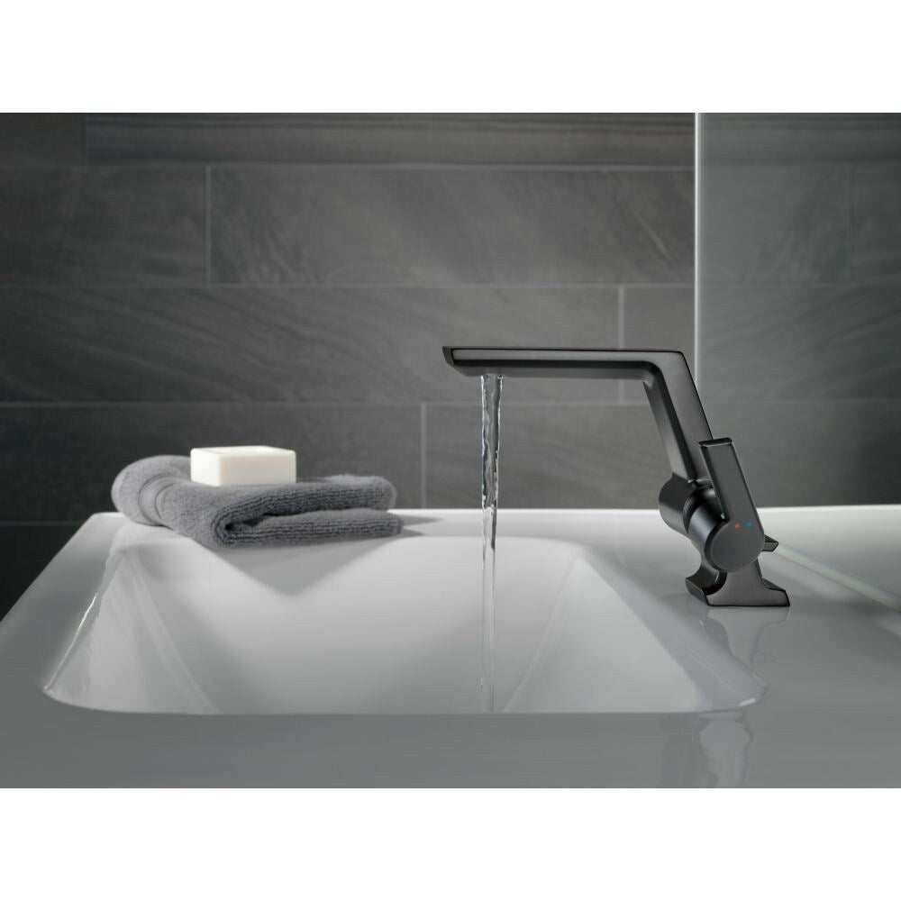 Robinet de lavabo de salle de bain pivotant à poignée unique et à levier unique à débit standard en métal avec poussoir noir mat