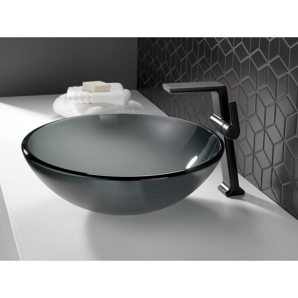 Robinet de lavabo de salle de bain pivotant à poignée unique et trou unique, montage sur pont, noir mat
