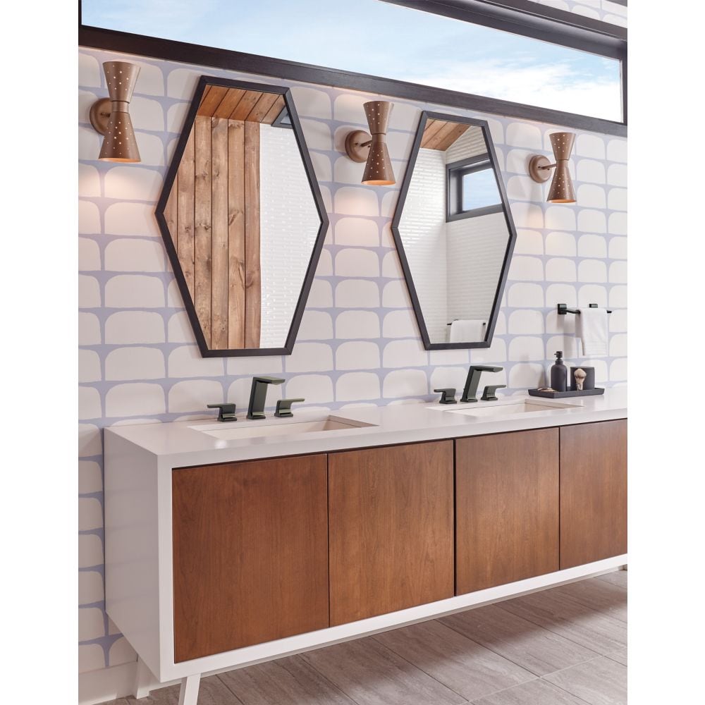 Robinet de lavabo pivotant à deux poignées avec bec escamotable en métal noir mat