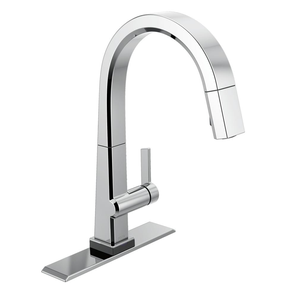 Robinet de cuisine pivotant à poignée unique avec pulvérisateur rétractable et technologie Touch2O et station d'accueil MagnaTite en chrome