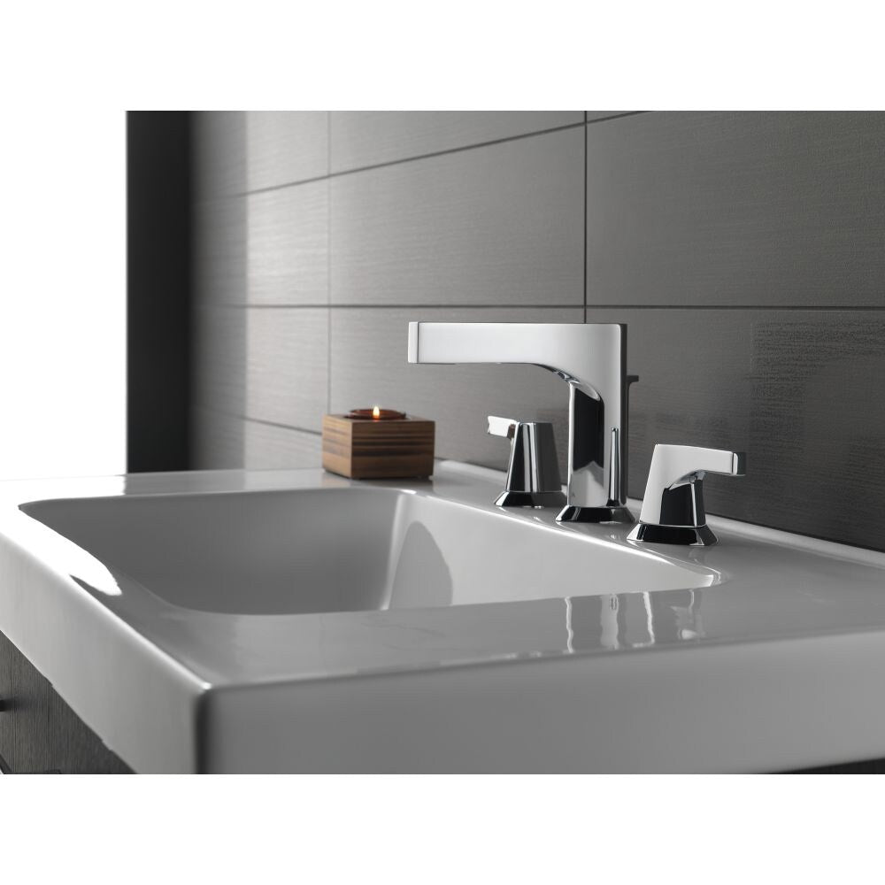 Robinet de salle de bain à 2 poignées et à large bec Zura de 8 pouces avec ensemble de vidange en métal en chrome