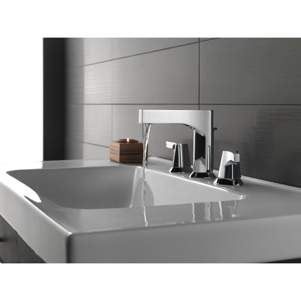 Robinet de salle de bain à 2 poignées et à large bec Zura de 8 pouces avec ensemble de vidange en métal en chrome