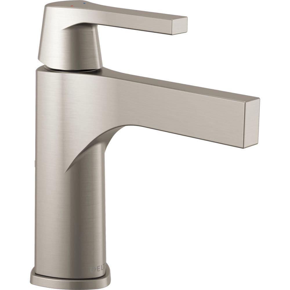 Robinet de lavabo de salle de bain à poignée unique à trou unique Zura avec ensemble de vidange en métal en acier inoxydable