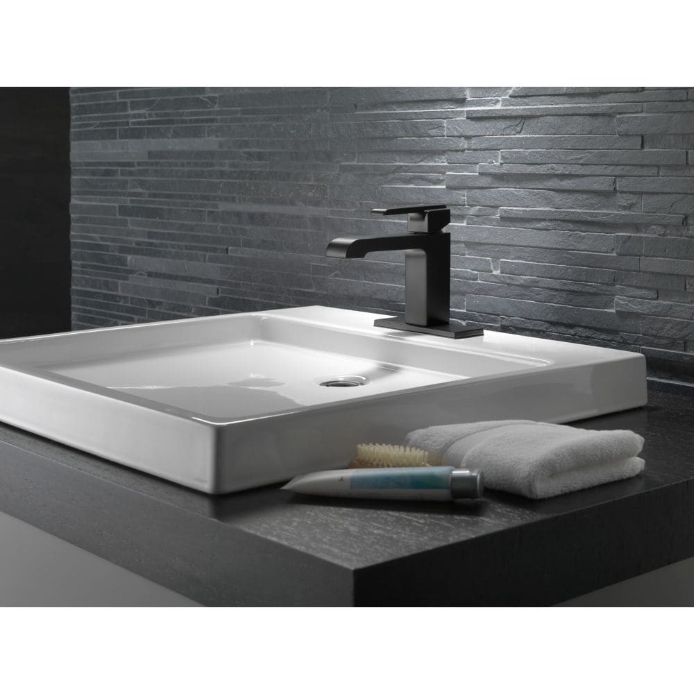 Ara Single Hole Single Handle Lever Bathroom Sink Faucet Deck Mount Standard Flow Matte Black