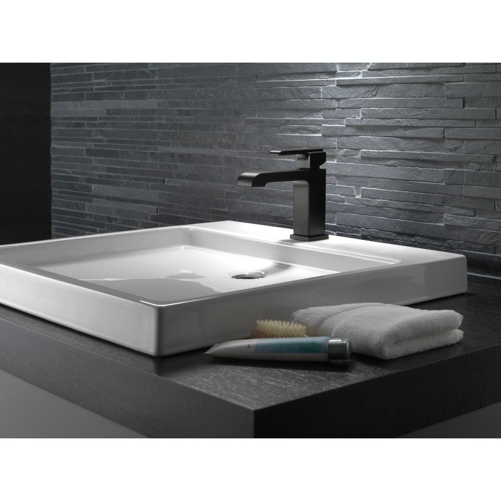 Ara Single Handle Single Hole Bathroom Sink Faucet Metal Pop-Up Deck Mount Standard Flow Matte Black