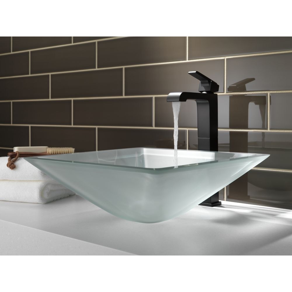 Ara Single Handle Single Hole Lever Bathroom Sink Faucet Deck Mount Standard Flow, Matte Black