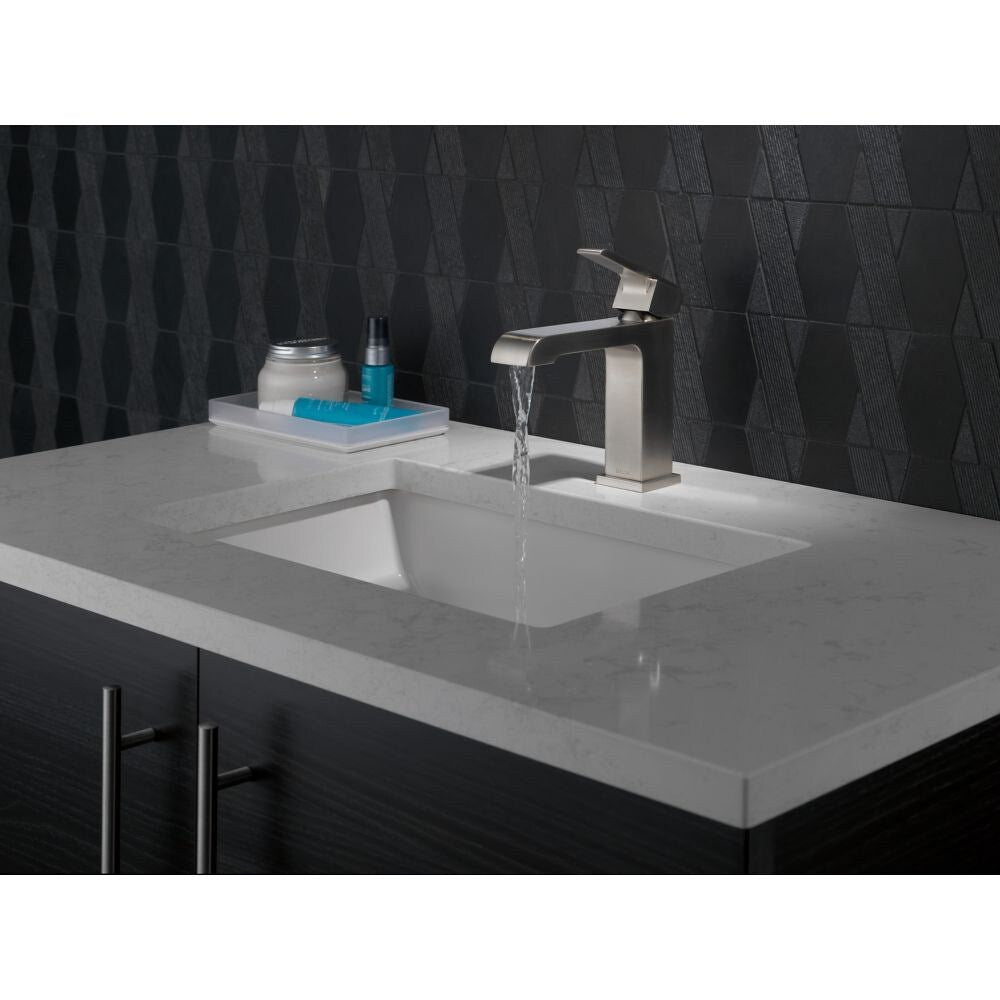 Ara Single Handle Single Hole Bathroom Sink Faucet Metal Pop-Up Deck Mount Standard Flow in Stainless Steel