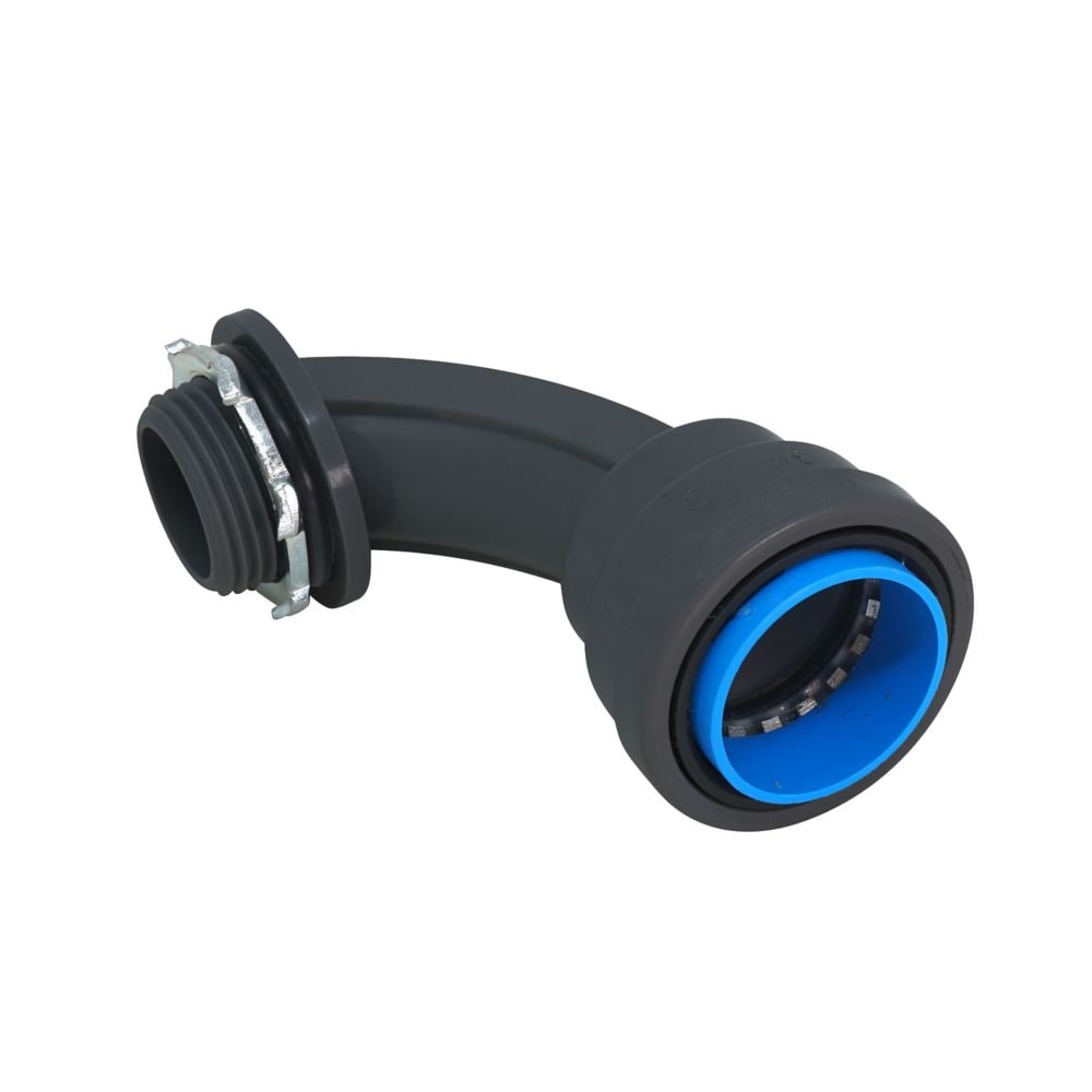 Connecteur SIMPush non métallique étanche aux liquides de 1/2 pouce à 90 degrés