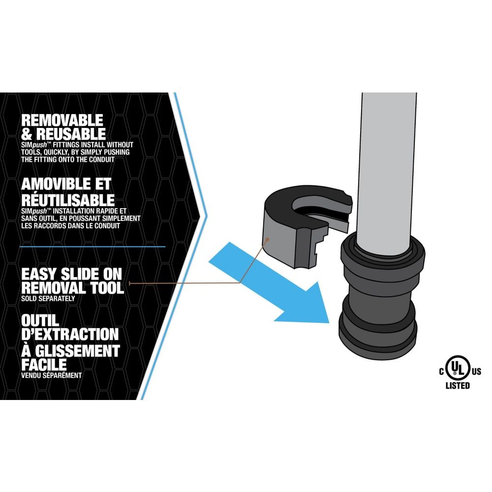 Outil de retrait SIMPush EMT 1/2 pouce et 3/4 pouce
